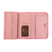 Pink Ostrich Ladies Tri-Fold Wallet
