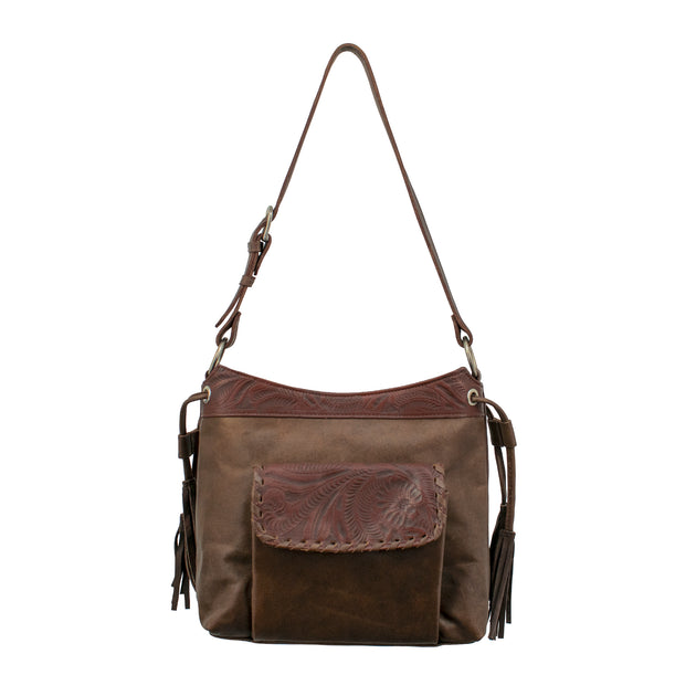 Waxed Leather ZipTop Shoulder Bag American West Handbags