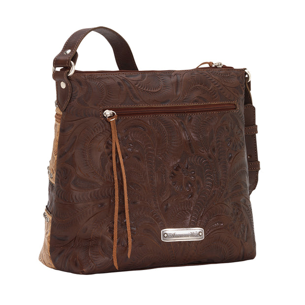 Saddle Ridge Zip-Top Shoulder Bag - Dark Brown