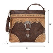 Saddle Ridge Zip-Top Shoulder Bag - Dark Brown