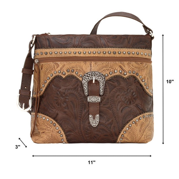 Saddle Ridge Zip-Top Shoulder Bag - Dark Brown