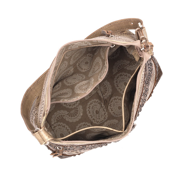 Saddle Ridge Zip-Top Shoulder Bag - Dark Brown