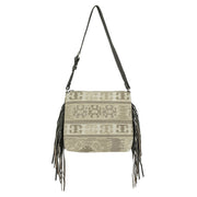 Woven Tapestry Shoulder Bag w/ Ultra Soft Leather