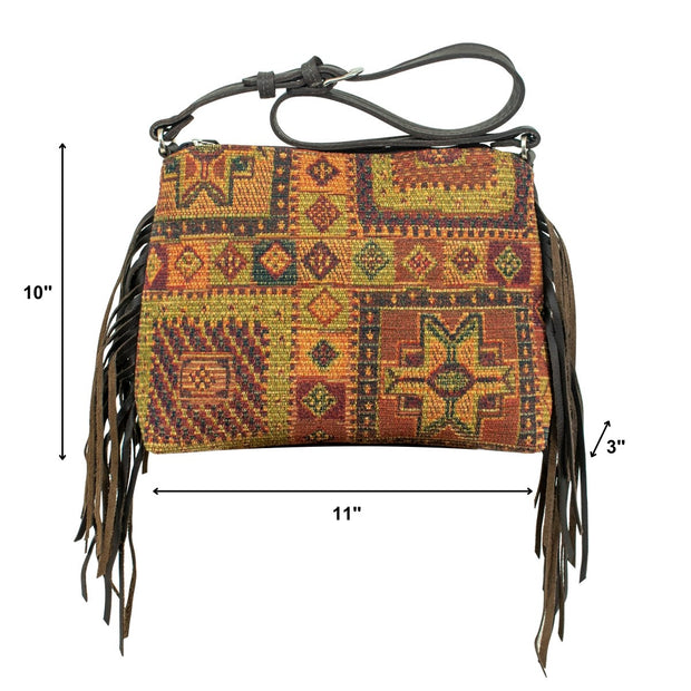 Woven Tapestry Shoulder Bag w/ Ultra Soft Leather