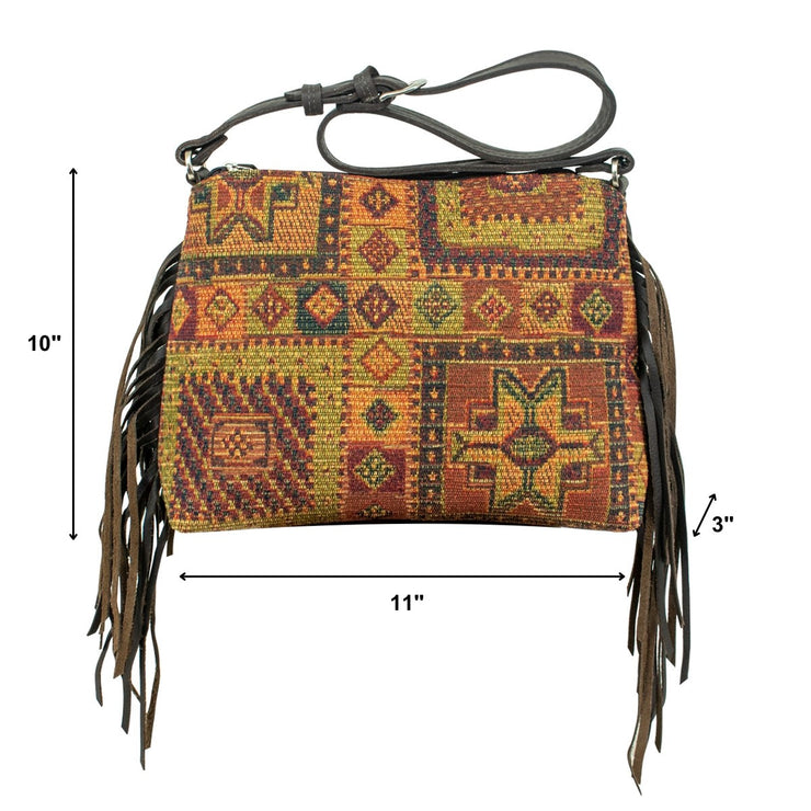 Woven Tapestry Shoulder Bag w/ Ultra Soft Leather