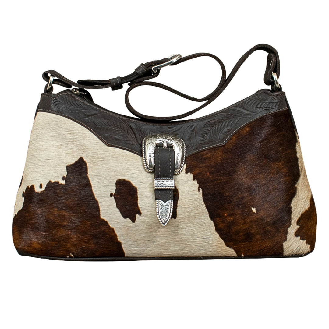 Cow Town shoulder bag in pony with hair-on hide leather accents