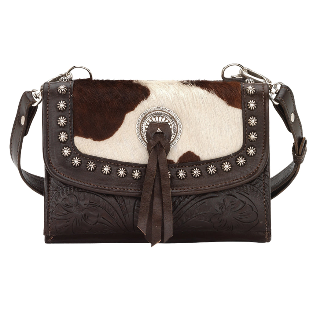 バッグ leather west porch bag CowTown Texas Two Step Crossbody Bag/Wallet with Hair On Hide