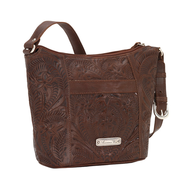 Hill Country Zip-Top Bucket Tote Dark Brown