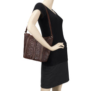 Hill Country Zip-Top Bucket Tote Dark Brown
