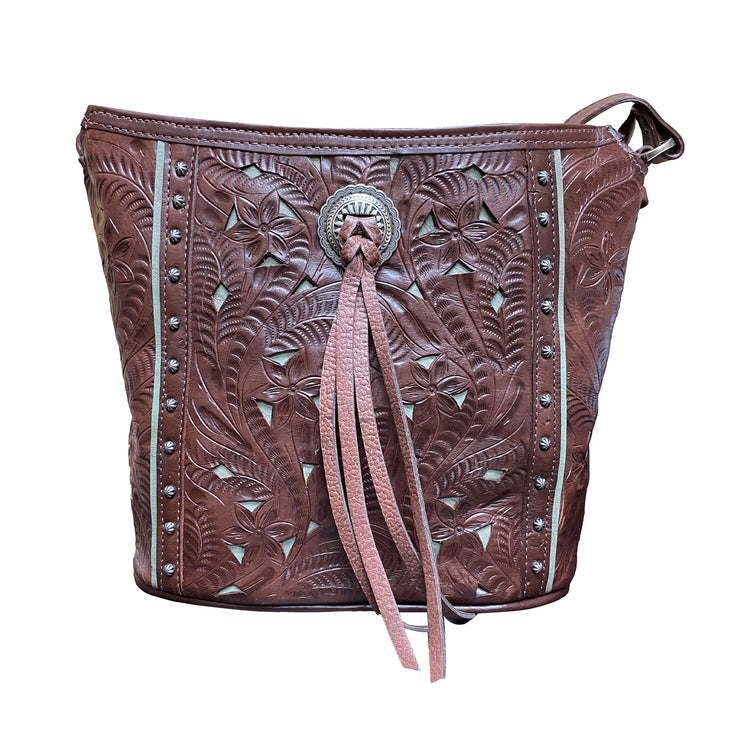 Hill Country Zip-Top Bucket Tote Dark Brown