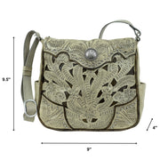 Inlay Eagle Zip-Top All Access Crossbody -Sand