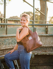 Mohave Canyon Large Zip-Top Tote Dark Brown