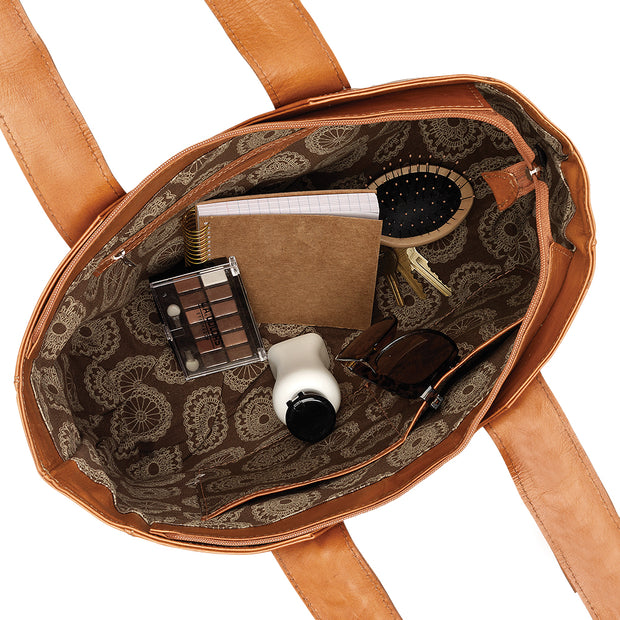 Mohave Canyon Large Zip-Top Tote Dark Brown