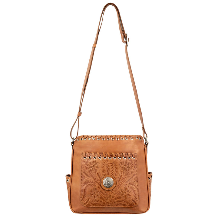 Harvest Moon All Access Zip Top Crossbody Bag – Hand Tooled Genuine Leather