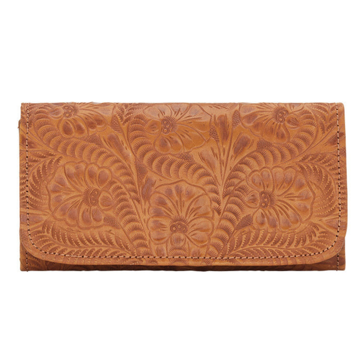 Ladies Tri-Fold Wallets - Hand Tooled Genuine Leather