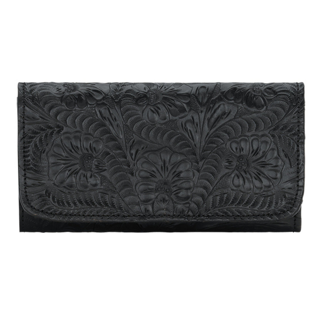 Ladies Tri-Fold Wallets - Hand Tooled Genuine Leather