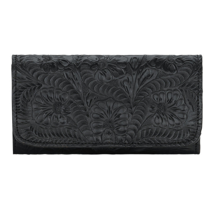 Ladies Tri-Fold Wallets - Hand Tooled Genuine Leather