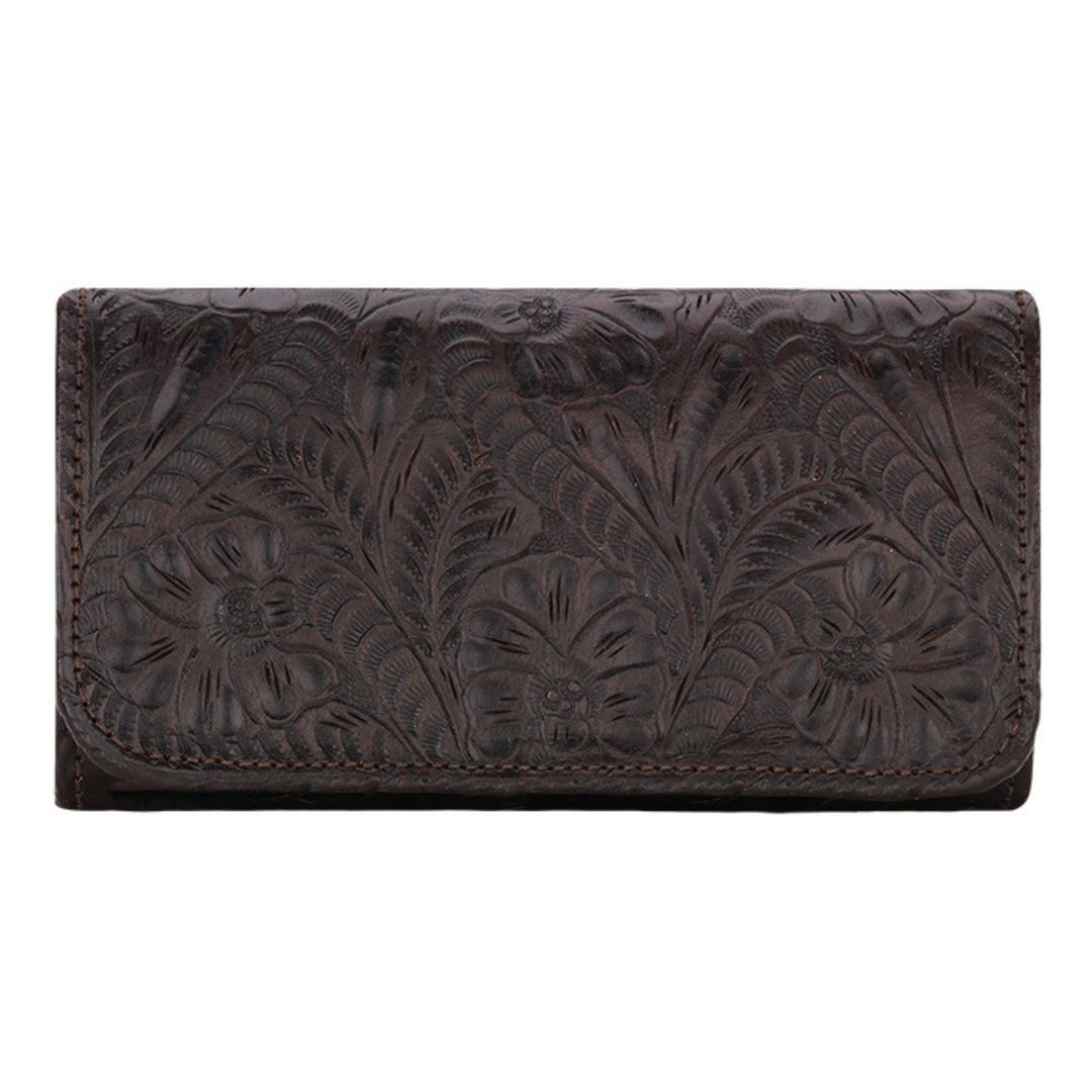 Ladies Tri-Fold Wallets - Hand Tooled Genuine Leather