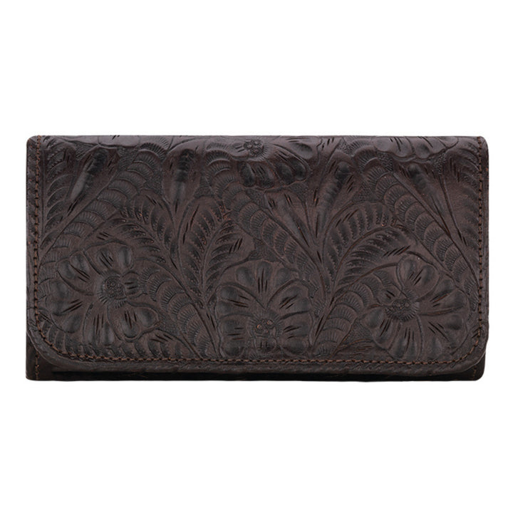 Ladies Tri-Fold Wallets - Hand Tooled Genuine Leather