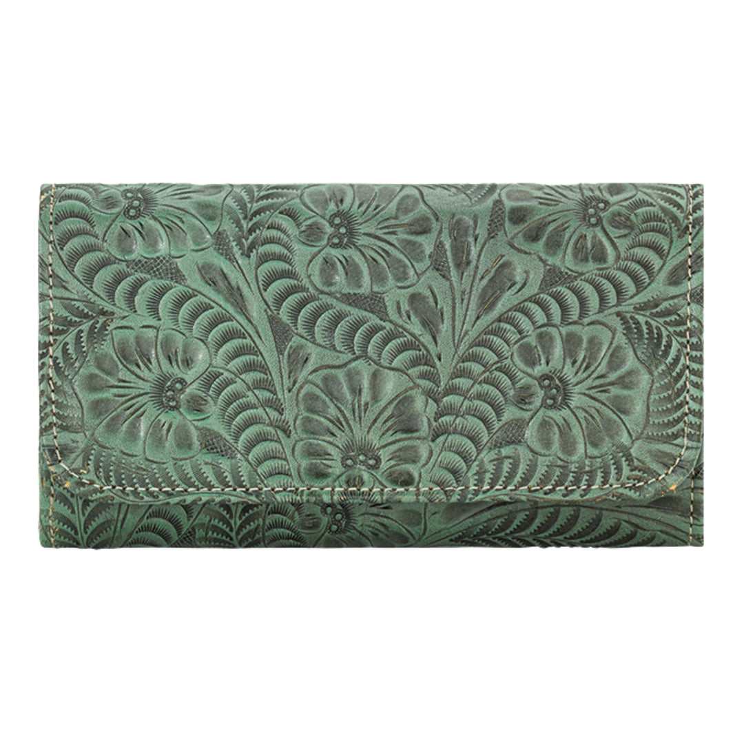 Ladies Tri-Fold Wallets - Hand Tooled Genuine Leather