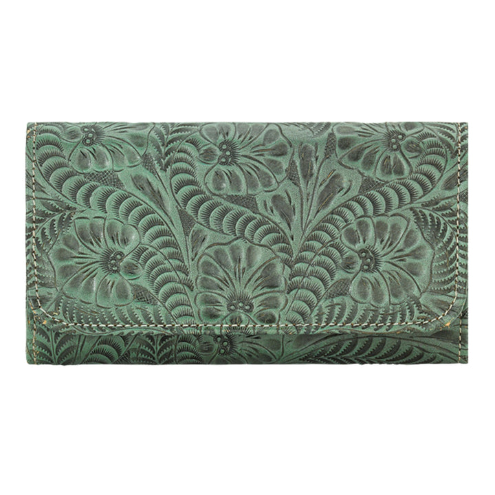 Ladies Tri-Fold Wallets - Hand Tooled Genuine Leather