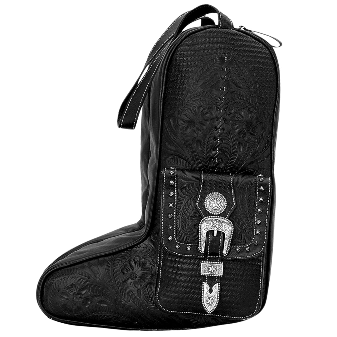 Retro Travel Boot Bag with 2 Individual Compartments – Hand Tooled Genuine Leather