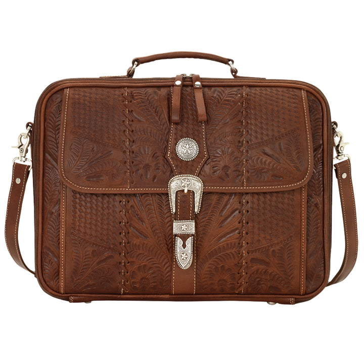 Classic Laptop Briefcase – Hand Tooled Genuine Leather