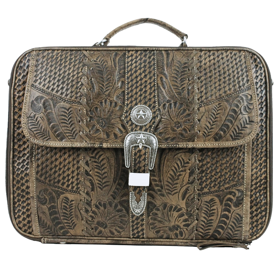 Classic Laptop Briefcase – Hand Tooled Genuine Leather