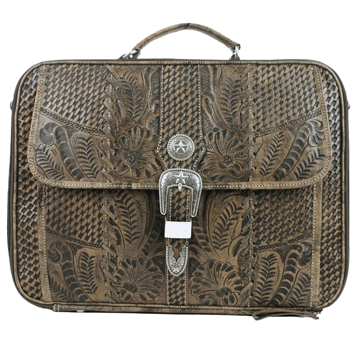 Classic Laptop Briefcase – Hand Tooled Genuine Leather