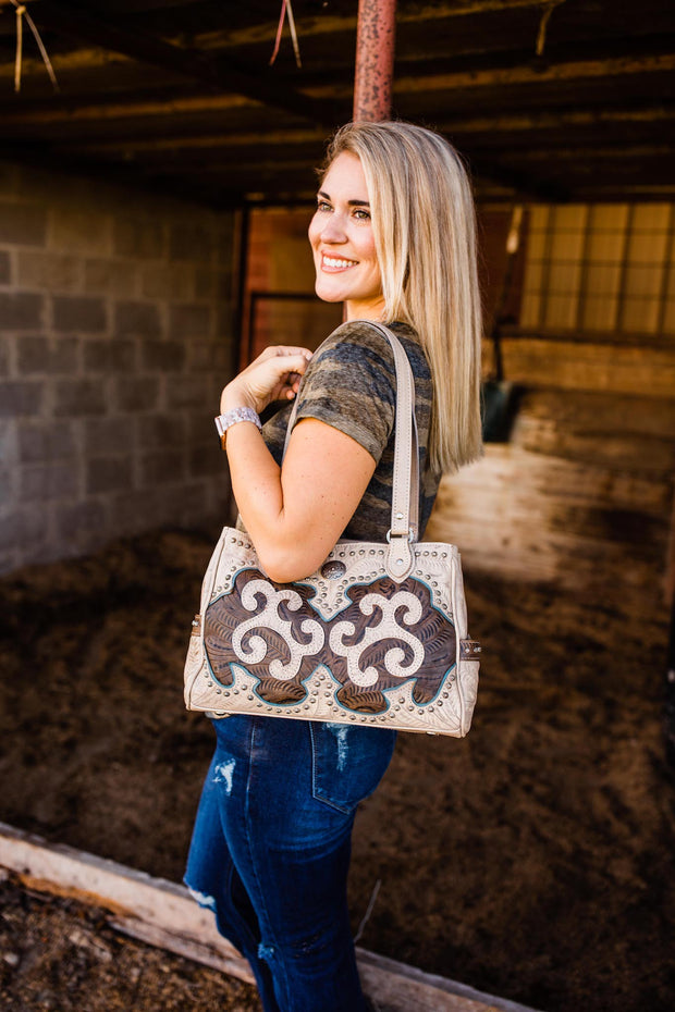 Annie's Secret Multi-Compartment Tote w/ Conceal Carry Pocket - Sand
