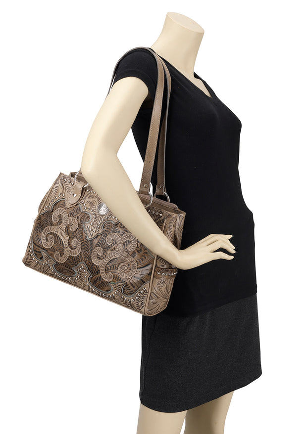 Annie's Secret Multi-Compartment Tote w/ Conceal Carry Pocket - Sand