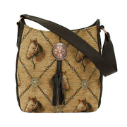 Bits & Bridle Tapestry Soft Zip-Top Shoulder Hobo