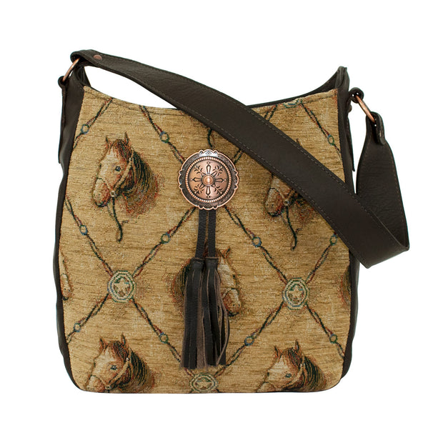 Bits & Bridle Tapestry Soft Zip-Top Shoulder Hobo