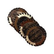 American West at Home Hair-On Hide 5" Round Coaster with Suede Backing