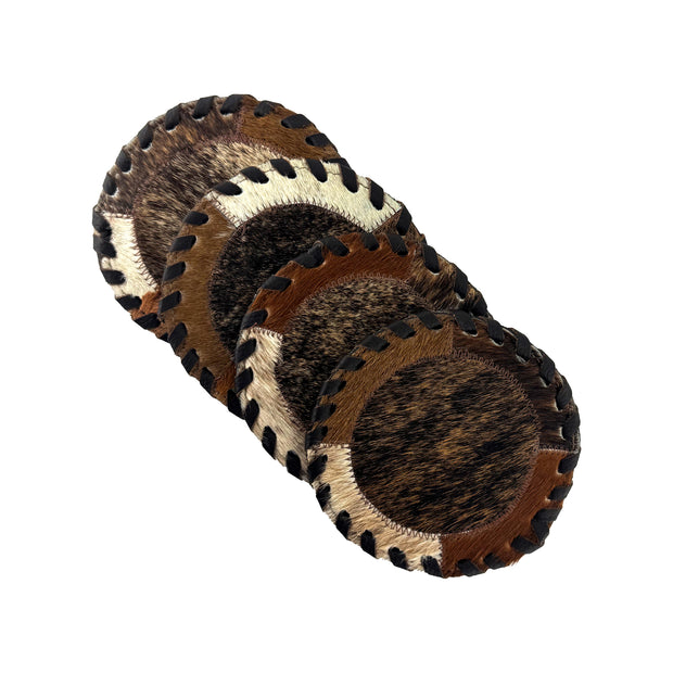 American West at Home Hair-On Hide 5" Round Coaster with Suede Backing
