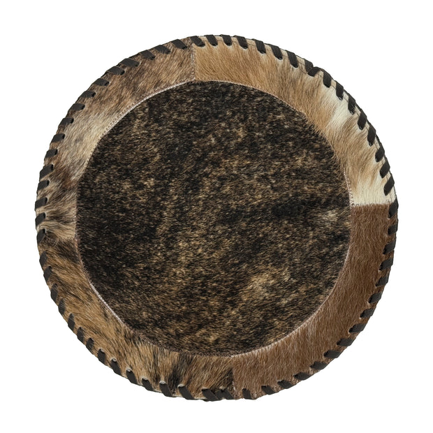 American West at Home Hair-On Hide 13" Round Placemat with Suede Backing - Brindle Center (Copy)