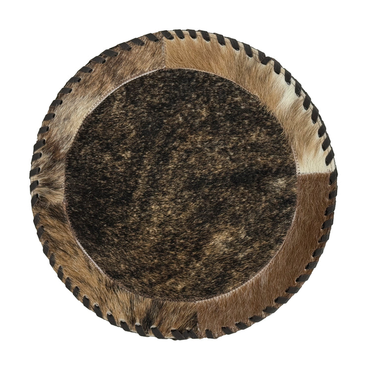 American West at Home Hair-On Hide 13" Round Placemat with Suede Backing - Brindle Center (Copy)
