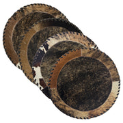 American West at Home Hair-On Hide 13" Round Placemat with Suede Backing - Brindle Center (Copy)