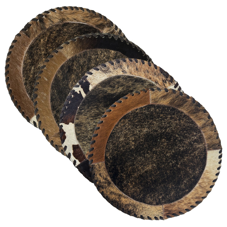 American West at Home Hair-On Hide 13" Round Placemat with Suede Backing - Brindle Center (Copy)