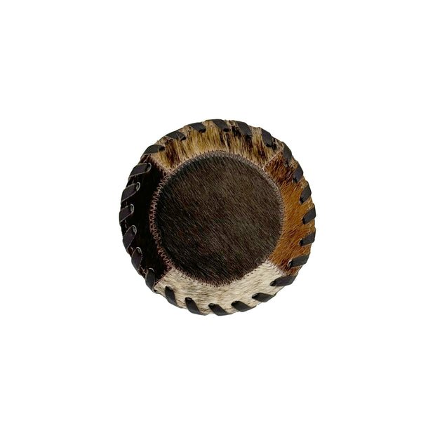 American West at Home Hair-On Hide 5" Round Coaster with Suede Backing