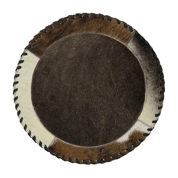 American West at Home Hair-On Hide 13" Round Placemat with Suede Backing