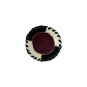 American West at Home Hair-On Hide 5" Round Coaster with Suede Backing - Crimson Center Color