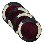 American West at Home Hair-On Hide 13" Round Placemat with Suede Backing - Crimson Center Color