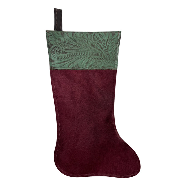 American West at Home: Genuine Hair-On Hide Leather Stocking with Suede Back – 16.5" Tall Rustic Western Holiday Décor