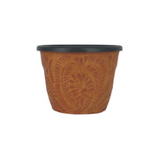 American West at Home 5.5" Round Planter with Tooled Leather - Small