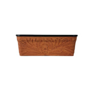 American West at Home 10" Rectangle Planter with Tooled Leather - Small