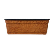 American West at Home 14" Rectangle Planter with Tooled Leather - Medium
