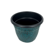 American West at Home 6.5" Round Planter with Tooled Leather - Medium