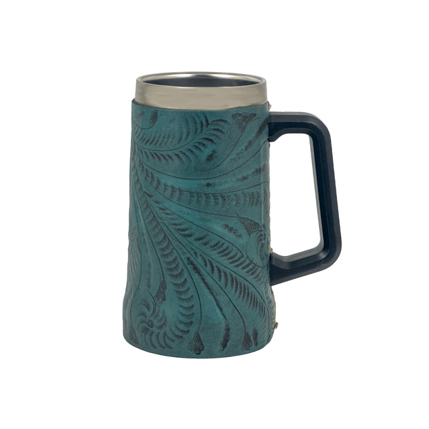 American West at Home Insulated Beer/Beverage Mug with Tooled Leather
