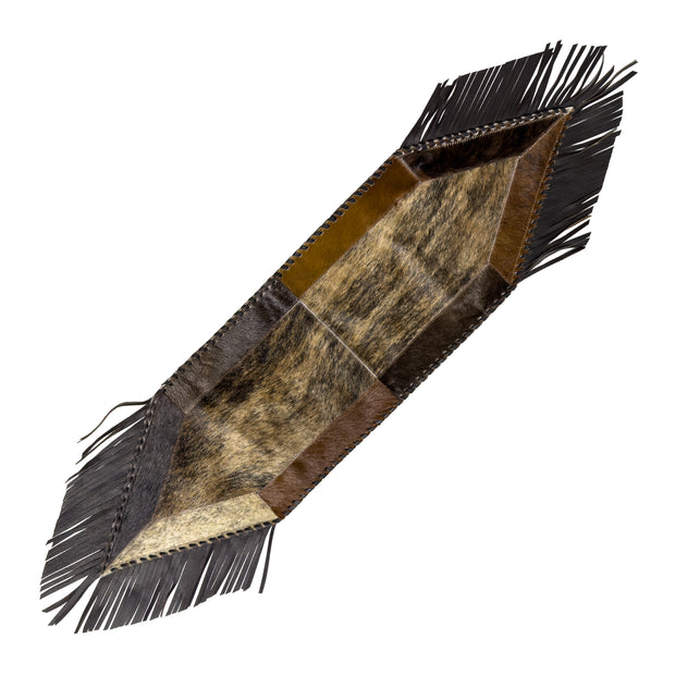 American West at Home 64" Hair-On Hide Table Runner with Leather Fringe